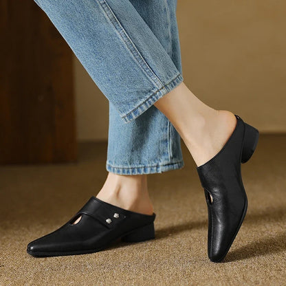 Olga | Mules en Cuir Véritable à Bride