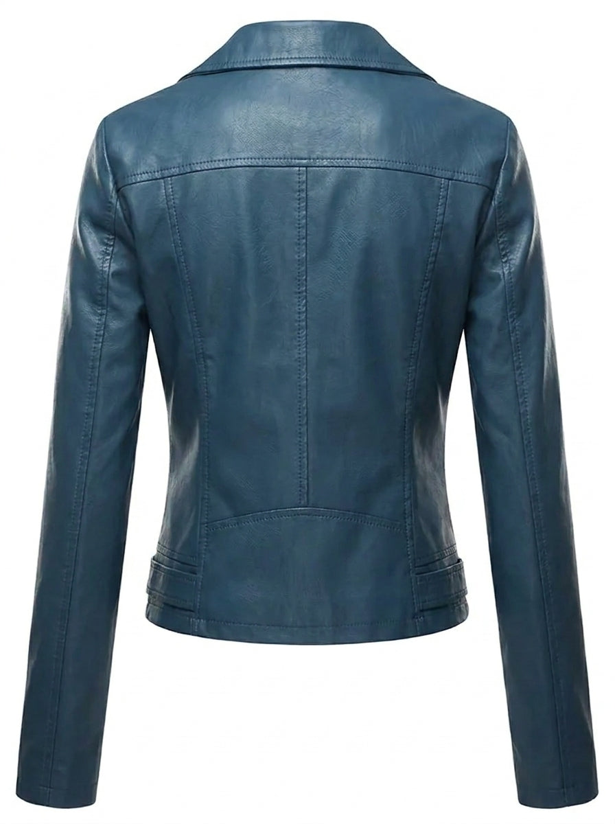 Clélia | Perfecto Effet Cuir Bleu Pétrole