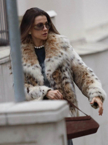 Zélia | Veste Courte en Fausse Fourrure Imprimée