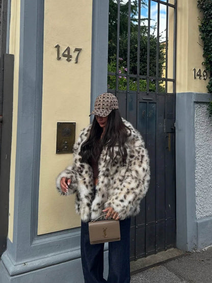 Zélia | Veste Courte en Fausse Fourrure Imprimée