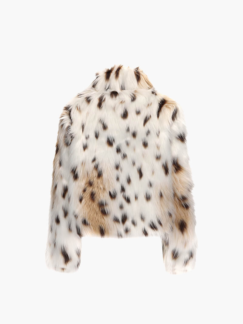 Zélia | Veste Courte en Fausse Fourrure Imprimée