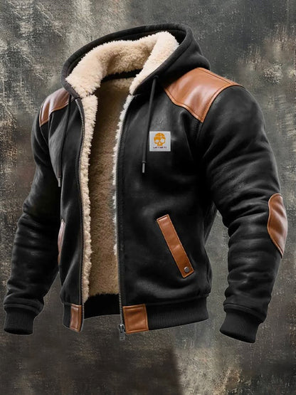 Blouson d'Hiver aux Finitions Cuir Raffinées