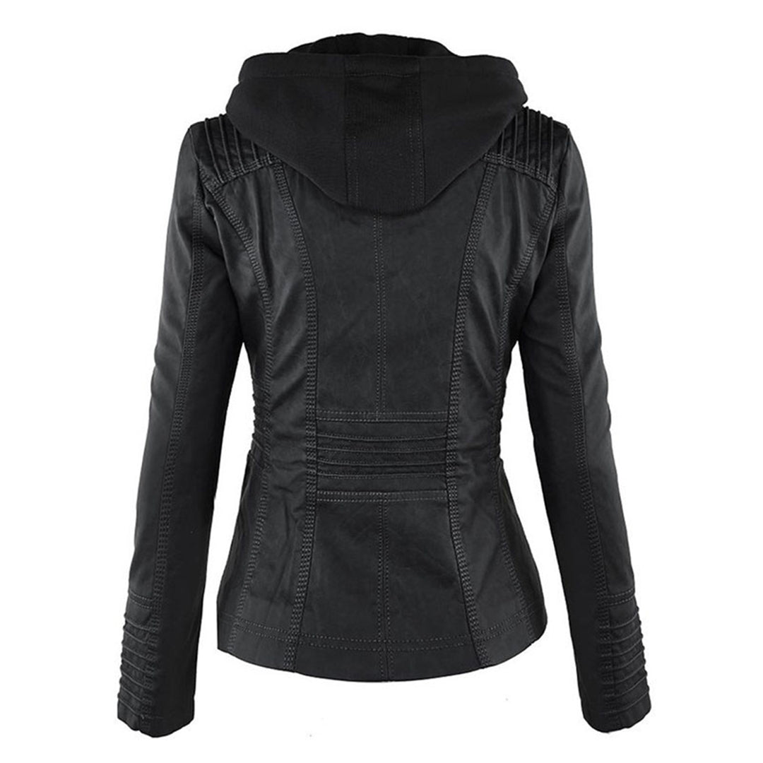 Danaé | Veste Effet Cuir à Capuche Amovible