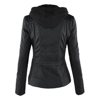 Danaé | Veste Effet Cuir à Capuche Amovible