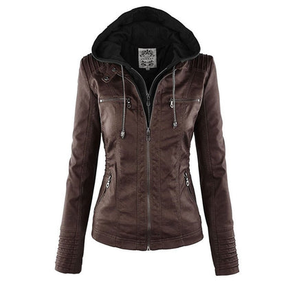 Danaé | Veste Effet Cuir à Capuche Amovible