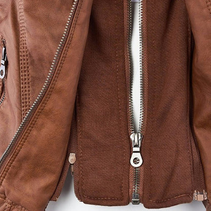 Danaé | Veste Effet Cuir à Capuche Amovible