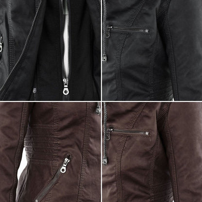 Danaé | Veste Effet Cuir à Capuche Amovible