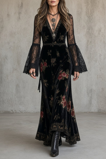 NOÉMIE | Robe maxi florale en velours