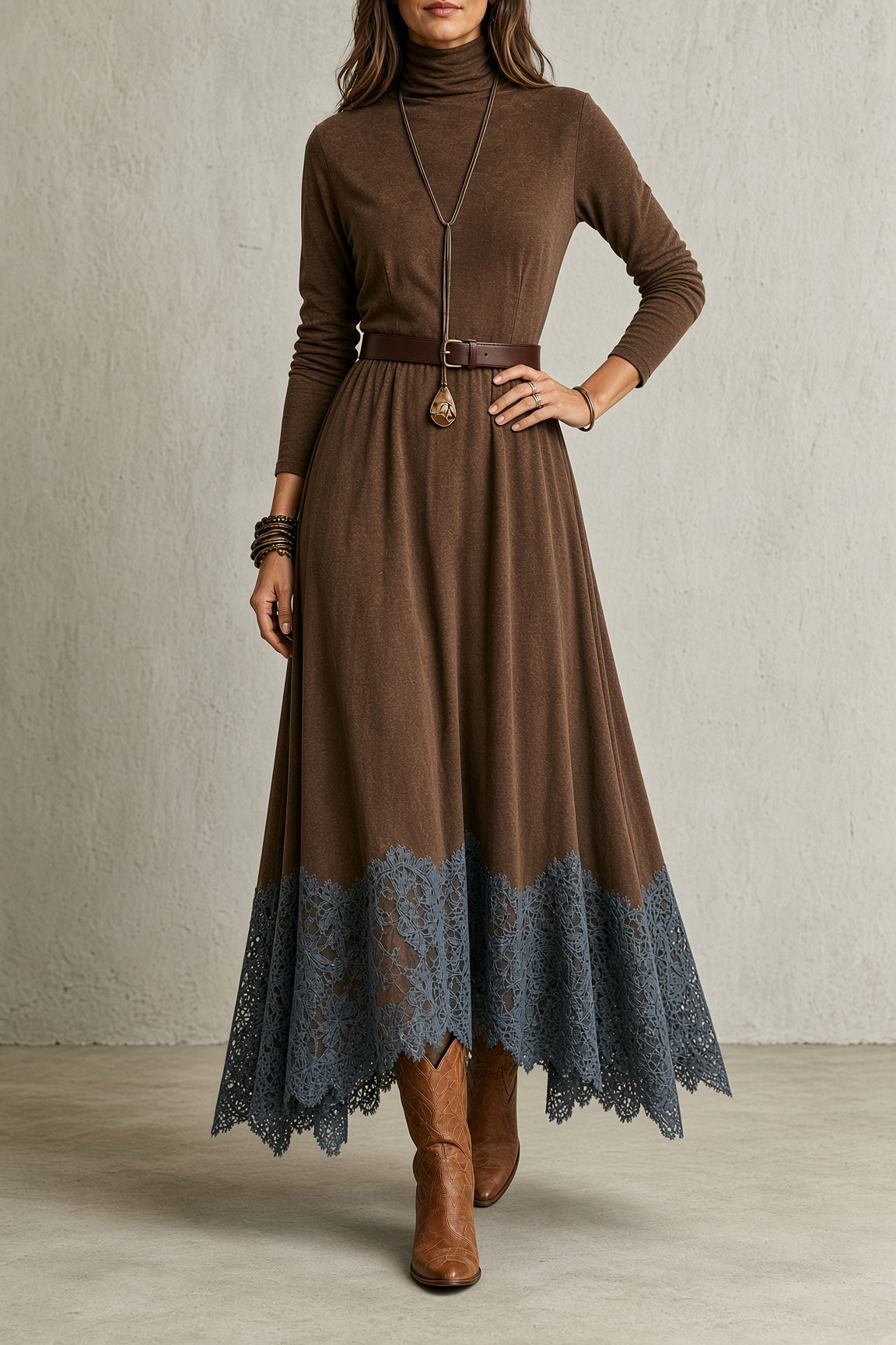 SABINE | Robe vintage à col montant