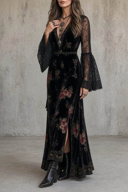 NOÉMIE | Robe maxi florale en velours