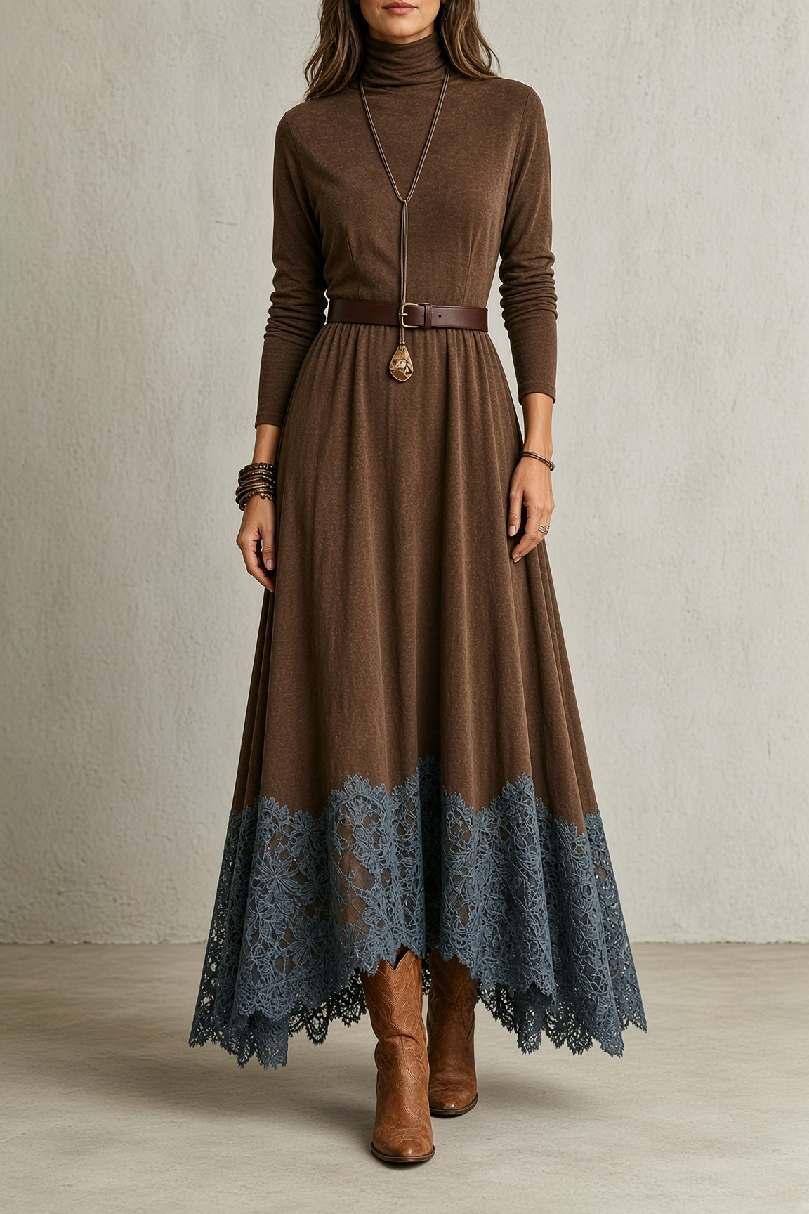 SABINE | Robe vintage à col montant