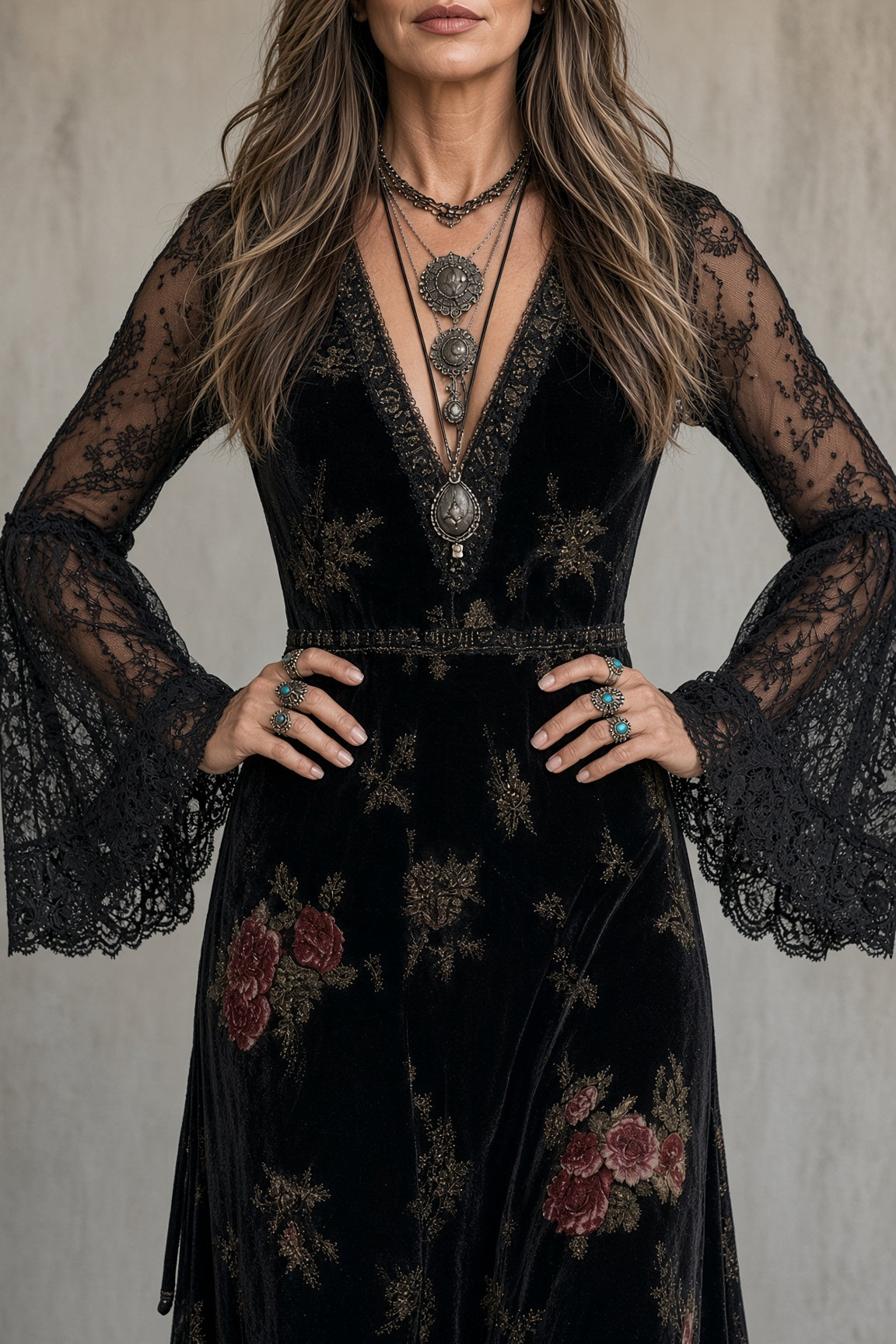 NOÉMIE | Robe maxi florale en velours