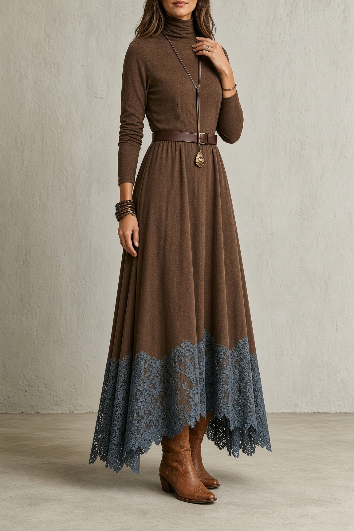 SABINE | Robe vintage à col montant