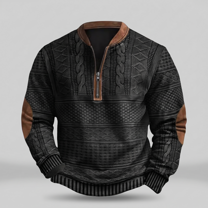 Dimitri | Pull Demi-Zip Rétro noir porté