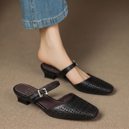 Nilda – Mules en Cuir Ajouré à Boucle – vue 2