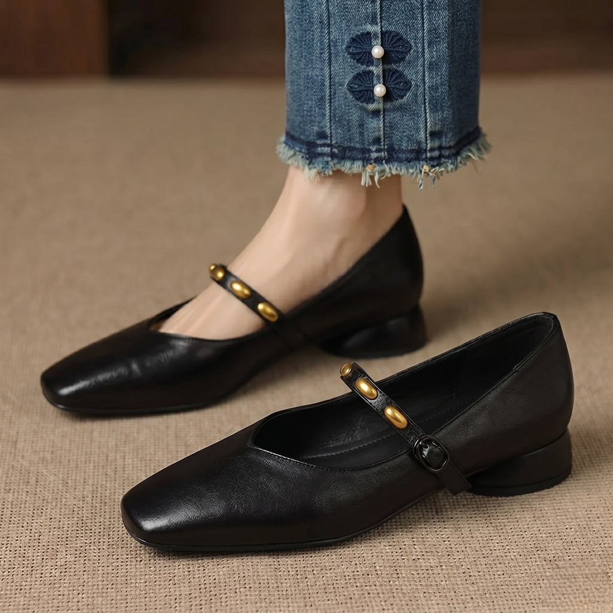 Zyra babies en cuir noir