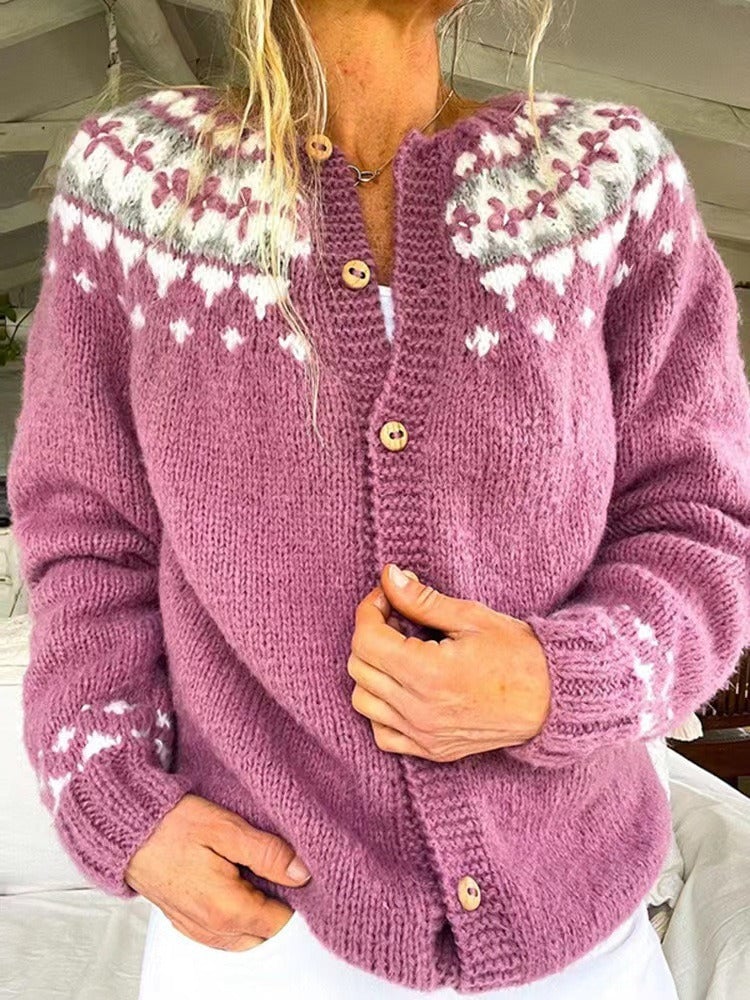 Eliette | Cardigan Jacquard Mauve Moucheté