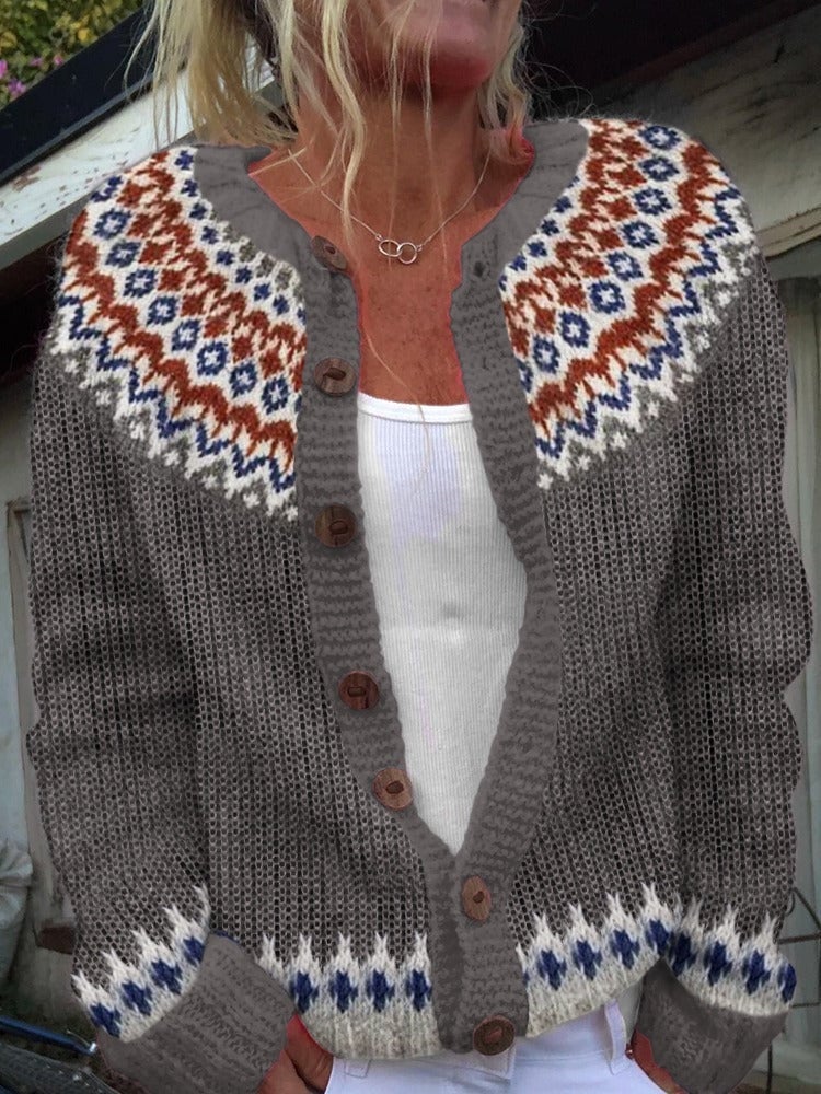 Orane | Cardigan Jacquard Losanges Gris Anthracite