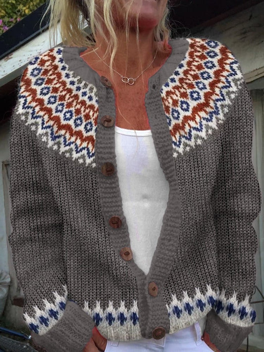 Orane | Cardigan Jacquard Losanges Gris Anthracite