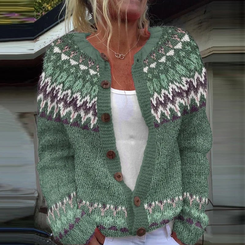 Thérèse | Cardigan Jacquard Vert d’Eau