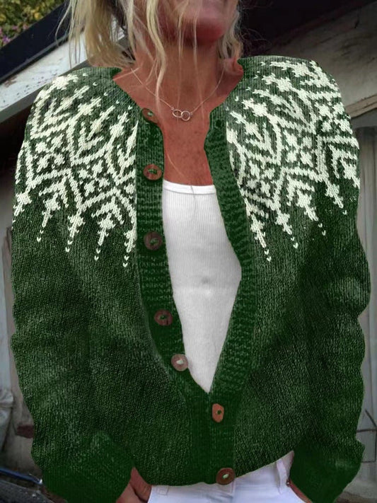 Tatiana | Cardigan Jacquard Vert Sapin