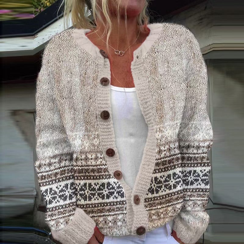 Alexandrine | Cardigan Jacquard Flocons Écru