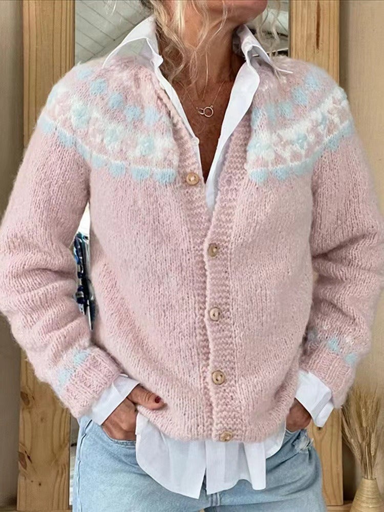Julienne | Cardigan Jacquard Rose Poudré