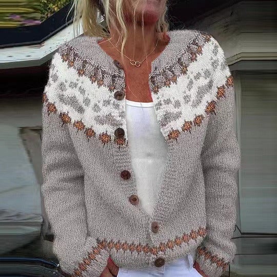 Maguelone | Cardigan Jacquard Gris Perle