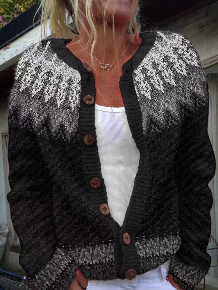 Antonine | Cardigan Jacquard Noir et Gris