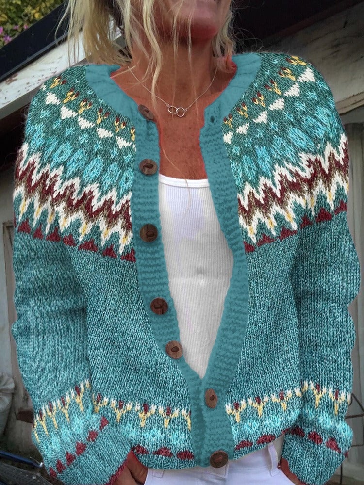 Sévane | Cardigan Jacquard Turquoise