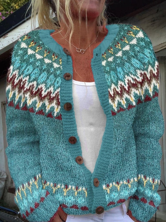 Sévane | Cardigan Jacquard Turquoise
