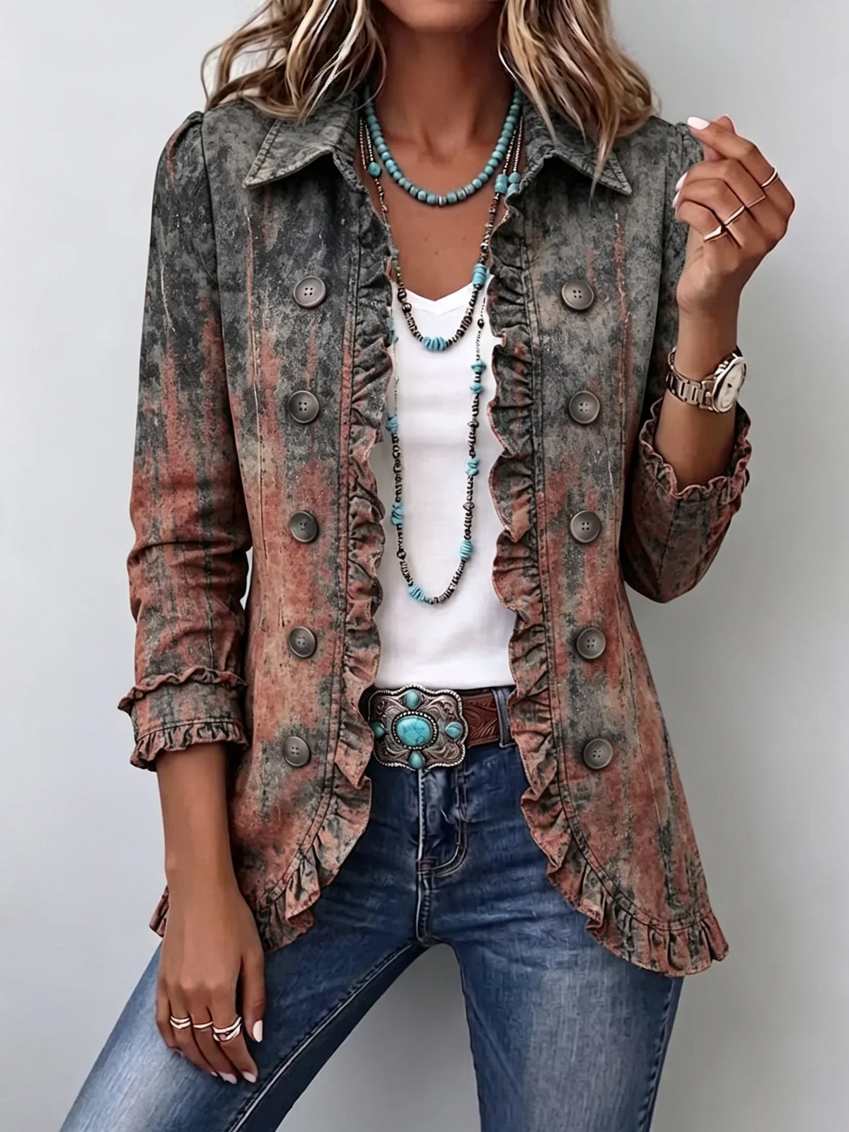 SYLVIE | Veste texturée dégradée à volants