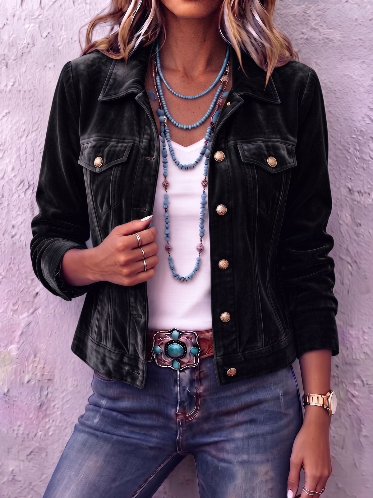 SIMONE | Veste bohème en velours d’inspiration vintage