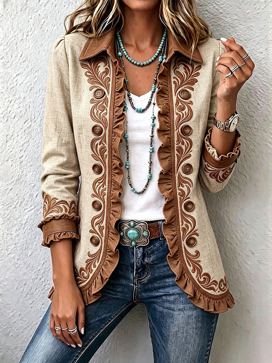 MONIQUE | Veste florale brodée à volants
