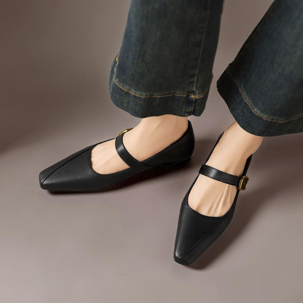 Zorae – Babies Mary Jane en Cuir à Boucle Dorée – vue 12