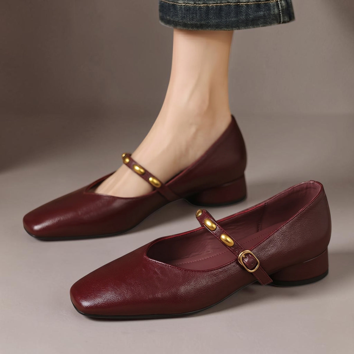 Zyra babies en cuir bordeaux
