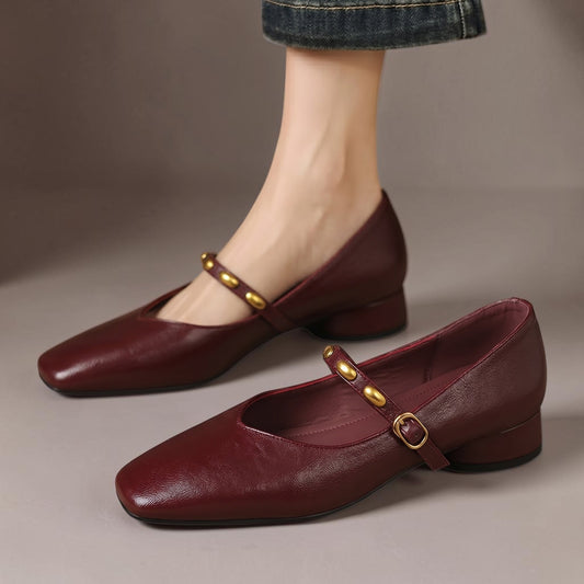 Zyra babies en cuir bordeaux