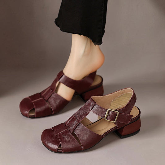Amaya chaussures en cuir rouge