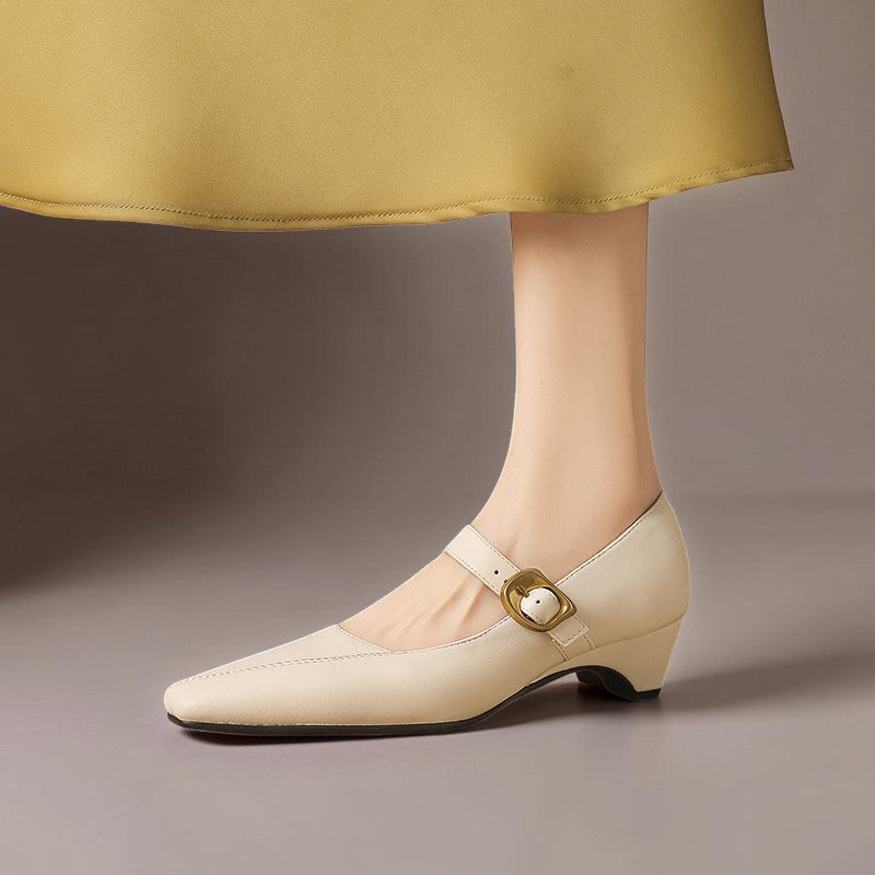 Zorae – Babies Mary Jane en Cuir à Boucle Dorée – vue 3