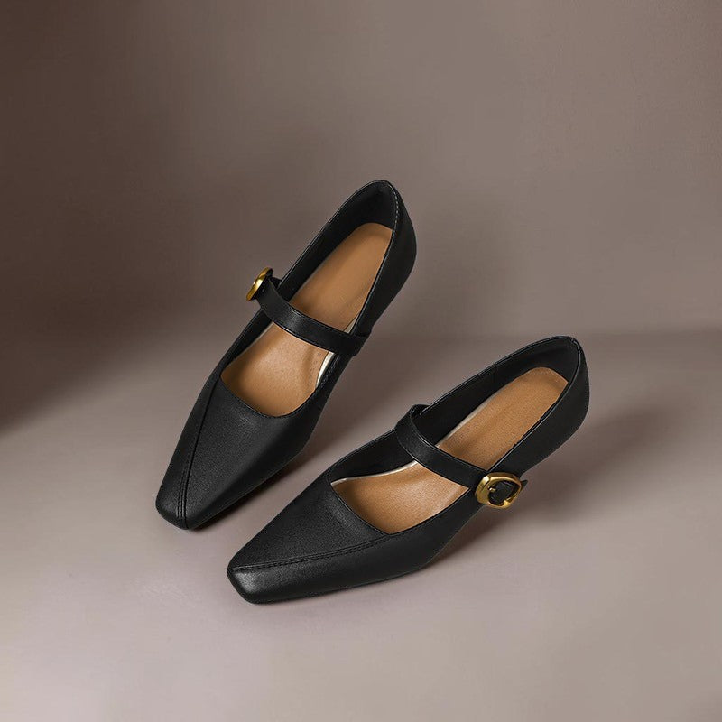 Zorae – Babies Mary Jane en Cuir à Boucle Dorée – vue 14
