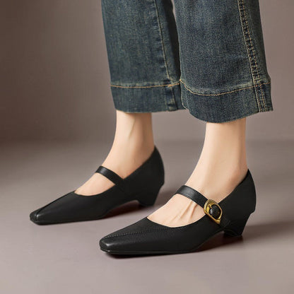 Zorae – Babies Mary Jane en Cuir à Boucle Dorée – vue 10
