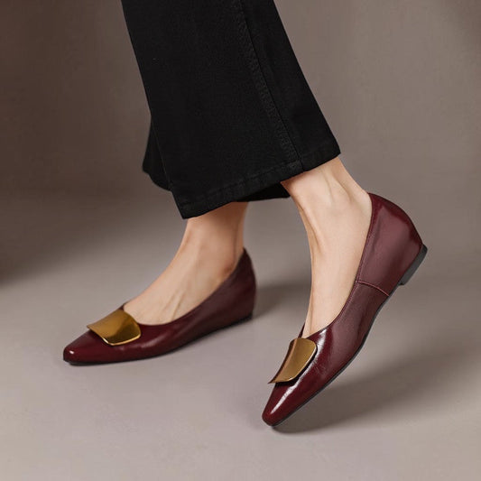 Lorea – Ballerines en Cuir à Détail Métallique – vue 1