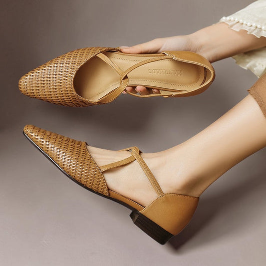 Dona – Babies en Cuir Tressé à Bride en T – vue 1