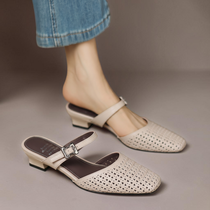 Nilda – Mules en Cuir Ajouré à Boucle – vue 1