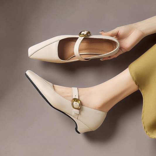 Zorae – Babies Mary Jane en Cuir à Boucle Dorée – vue 1