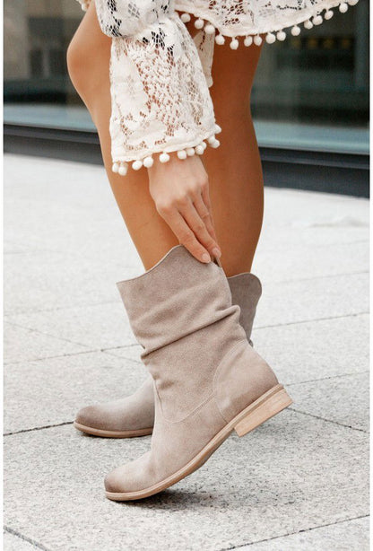 Margaux | Bottines Slouch en Suédine à Bout Rond